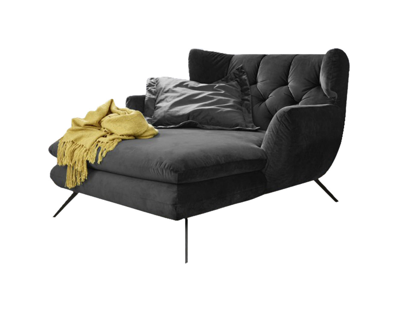 LONGSEAT CHAMRE Schwarz Webstoff - Schwarz, Textil (130/95/160cm) - KAWOLA
