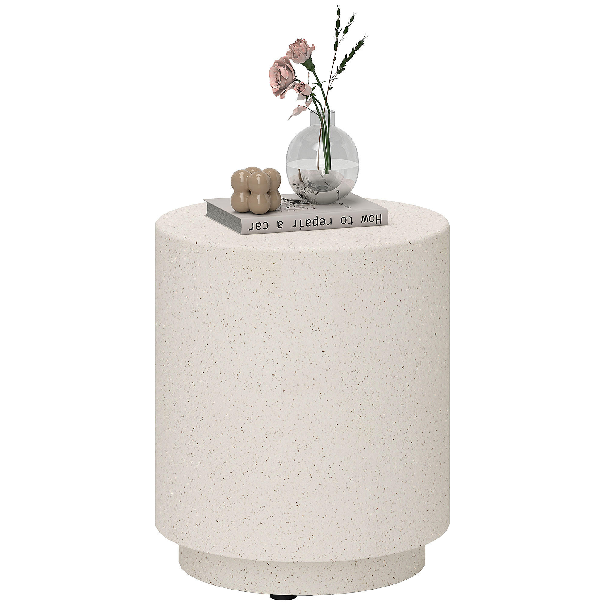 BEISTELLTISCH in Beton-Optik 37 cm x 37 cm x 43 cm Anorganisches Erz-Pulver Grau - Creme, Stein (37/37/43cm)