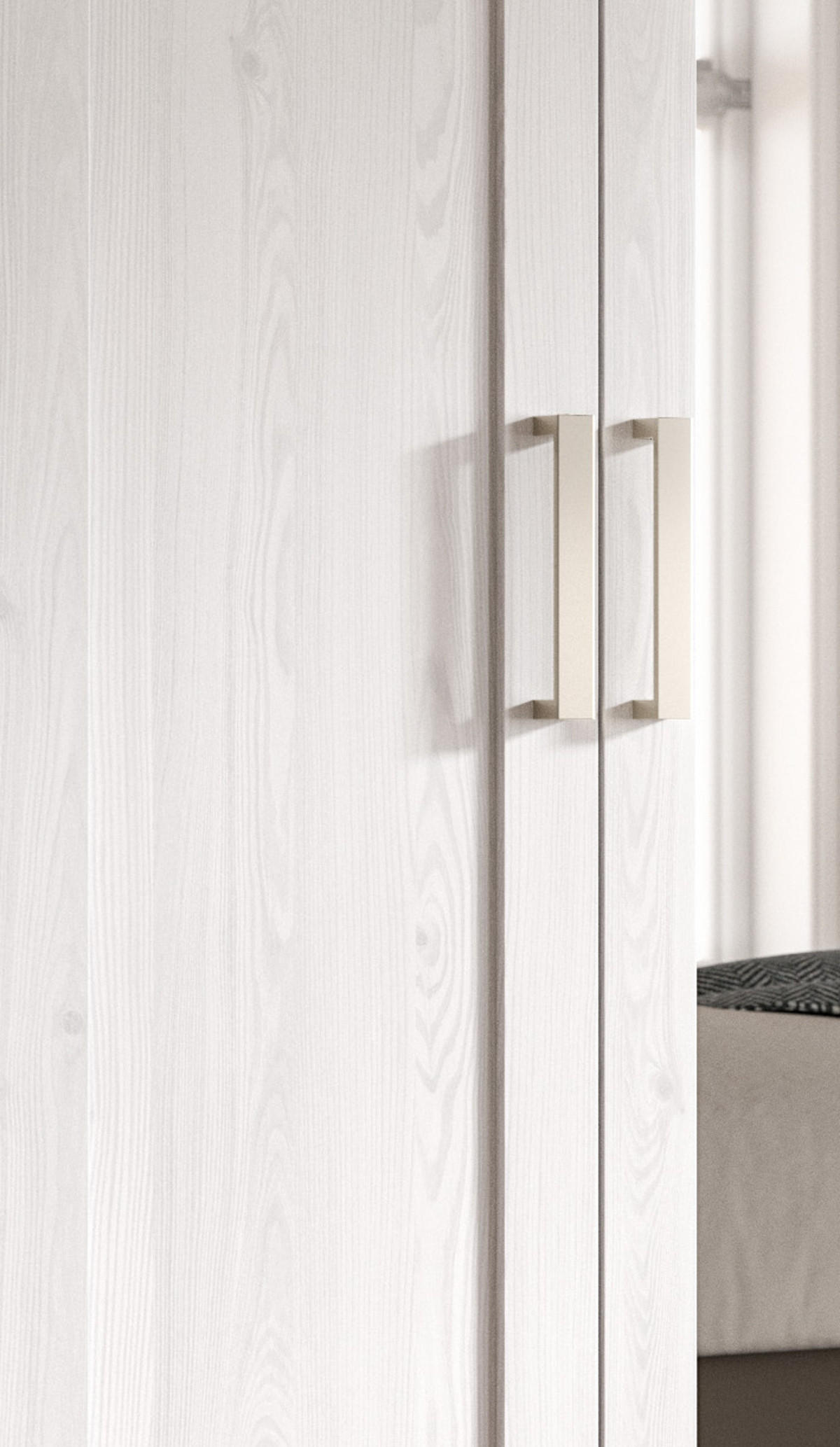 KLEIDERSCHRANK weiß Lärche, Eiche Artisan 3-türig 124 cm, Drehtürenschrank im Landhaus-Stil - Beige/Lärchefarben, Glas/Holzwerkstoff (124/185/54cm) - Inn.Furn