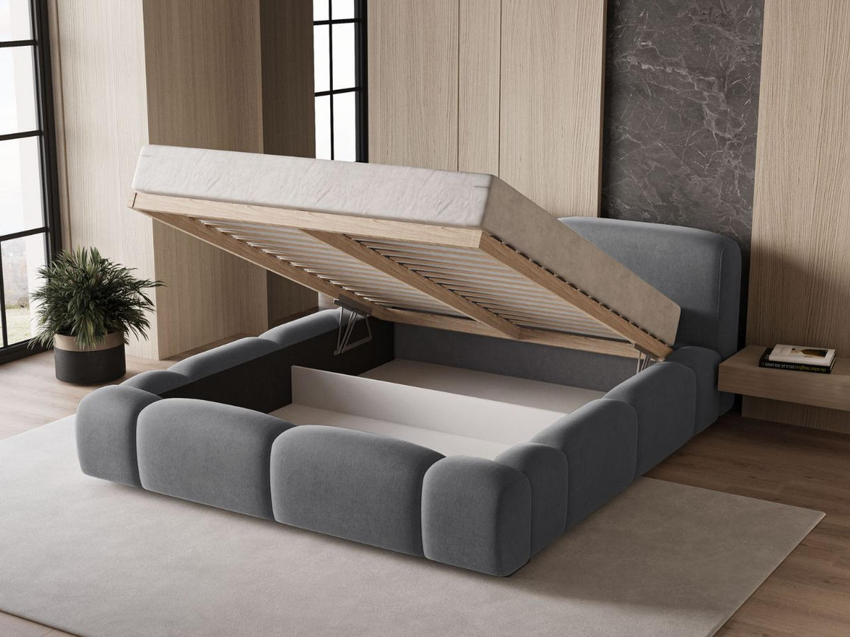 POLSTERBETT Aubi 180x200 Dunkelgrau - Dunkelgrau, Textil (180/200cm) - Graingold