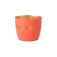 TEELICHTHALTER Madras Papperlapapp M, Eisen, neon orange / Gold, H 8.5 cm - Orange, Metall (8cm) - Gift Company