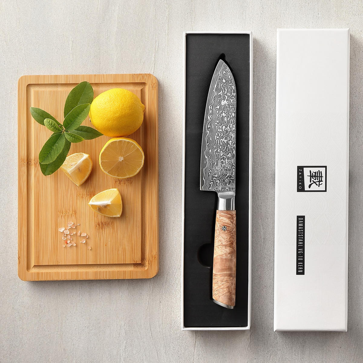 SANTOKUMESSER 17 cm - Birkefarben, Holz/Metall (31cm) - Zayiko