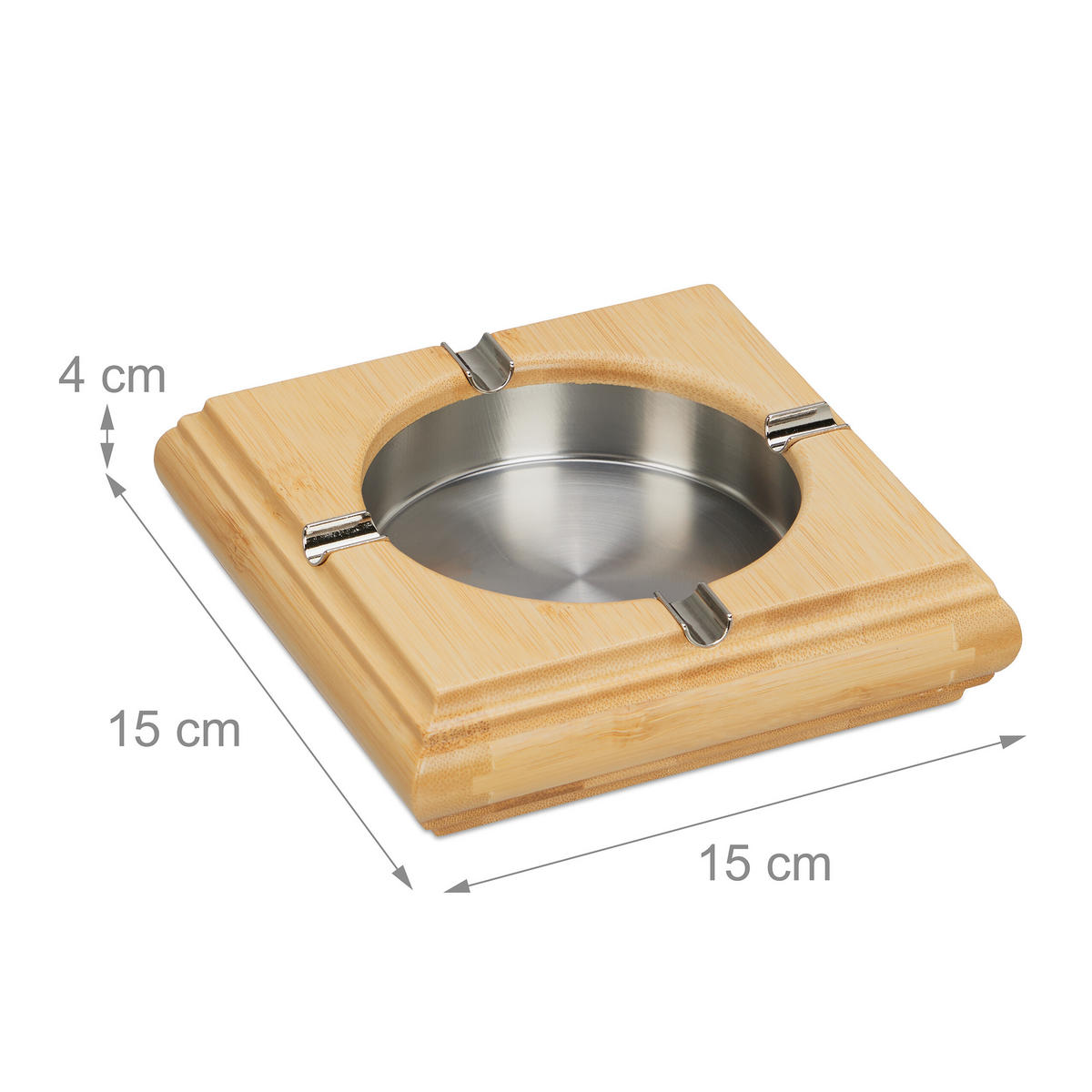 ASCHENBECHER - Hellbraun, Holz/Metall (10cm) - Relaxdays