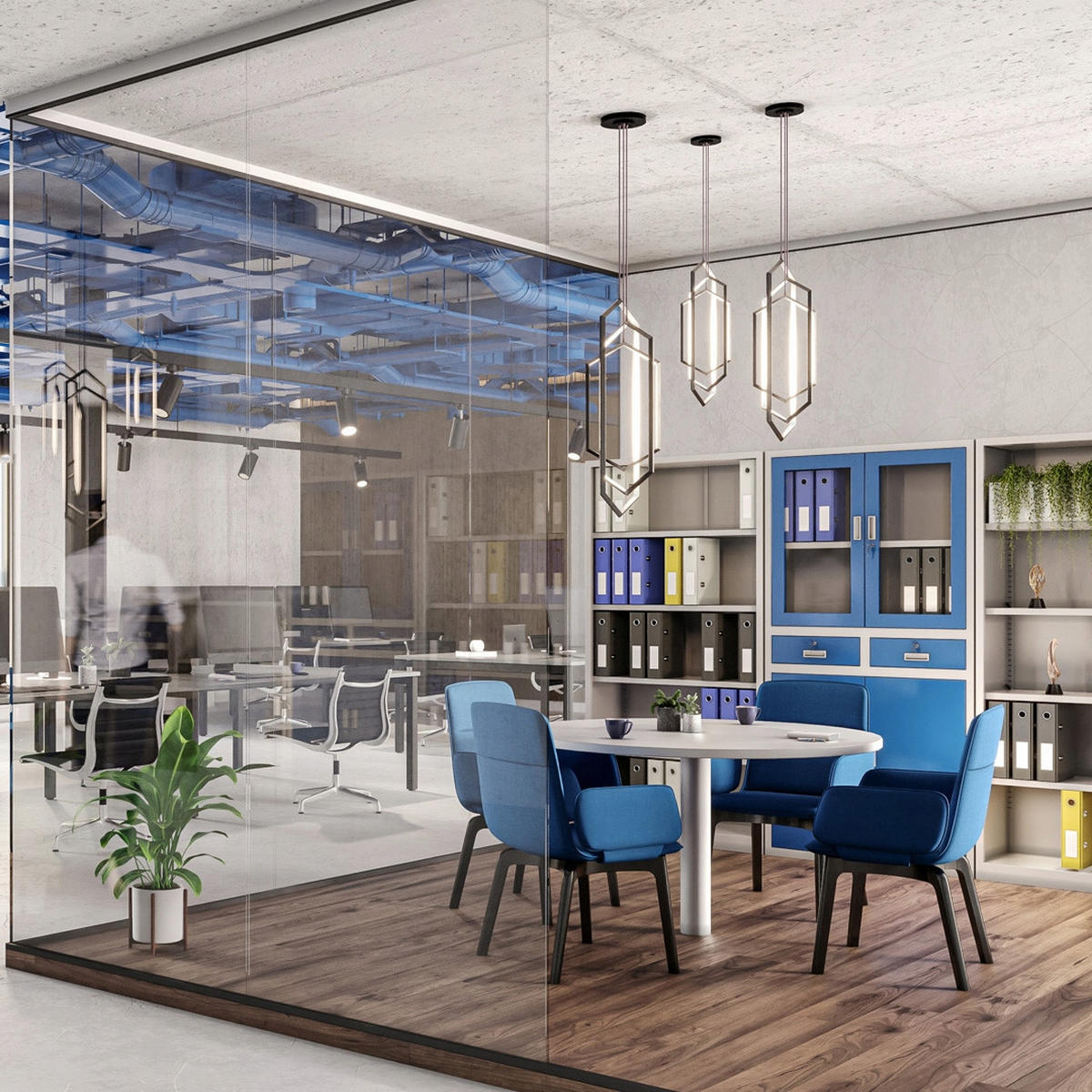 AKTENSCHRANK JAN 185x90x45 cm - Blau/Weiß, Metall (90/185/40cm) - Jan Nowak