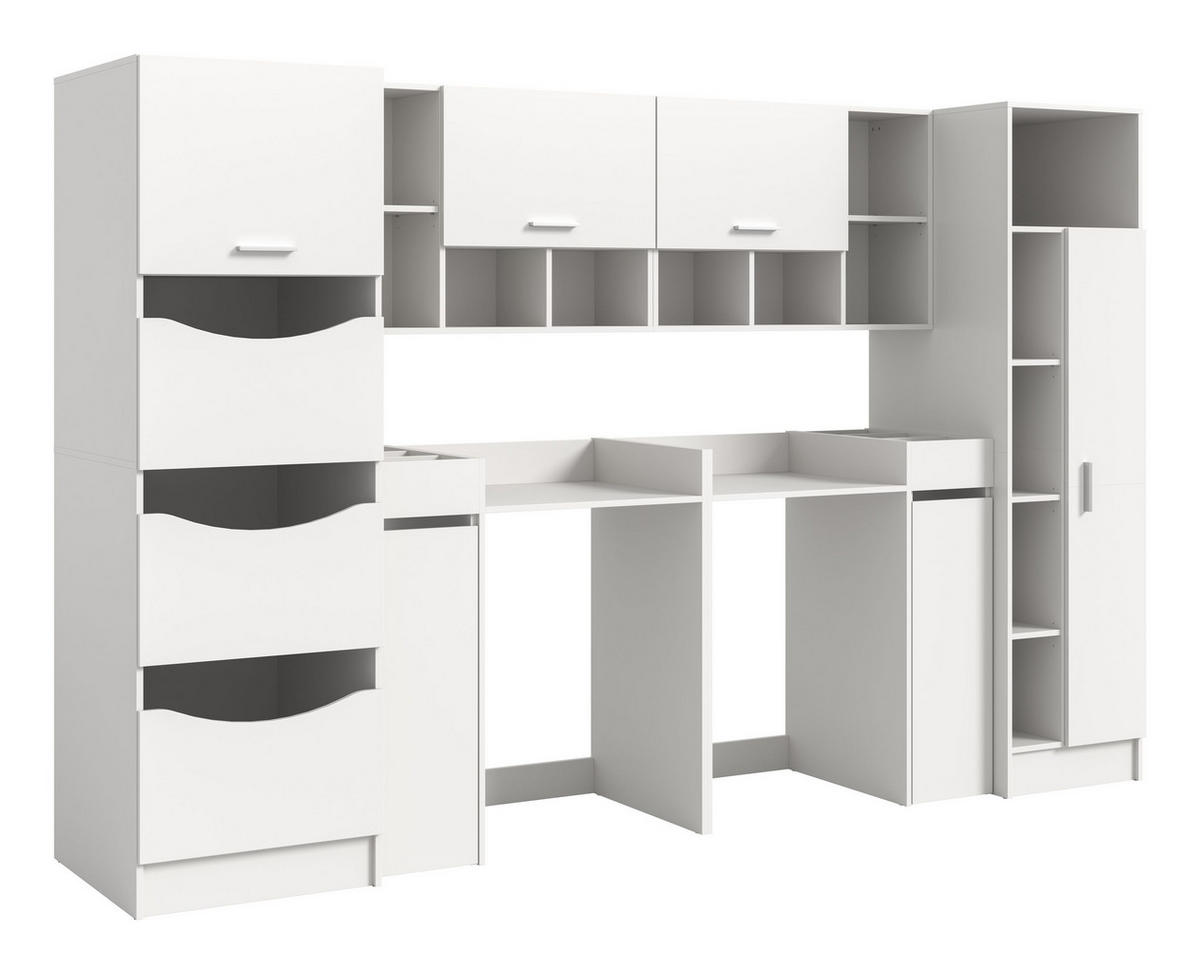 WASCHMASCHINENUMBAU 8tlg. Set Mixx Bad in weiß Nachbildung - modernes Design - B/H/T: 300x195x68 cm - Weiß, Holzwerkstoff (300/195/68cm) - Homes & Jones