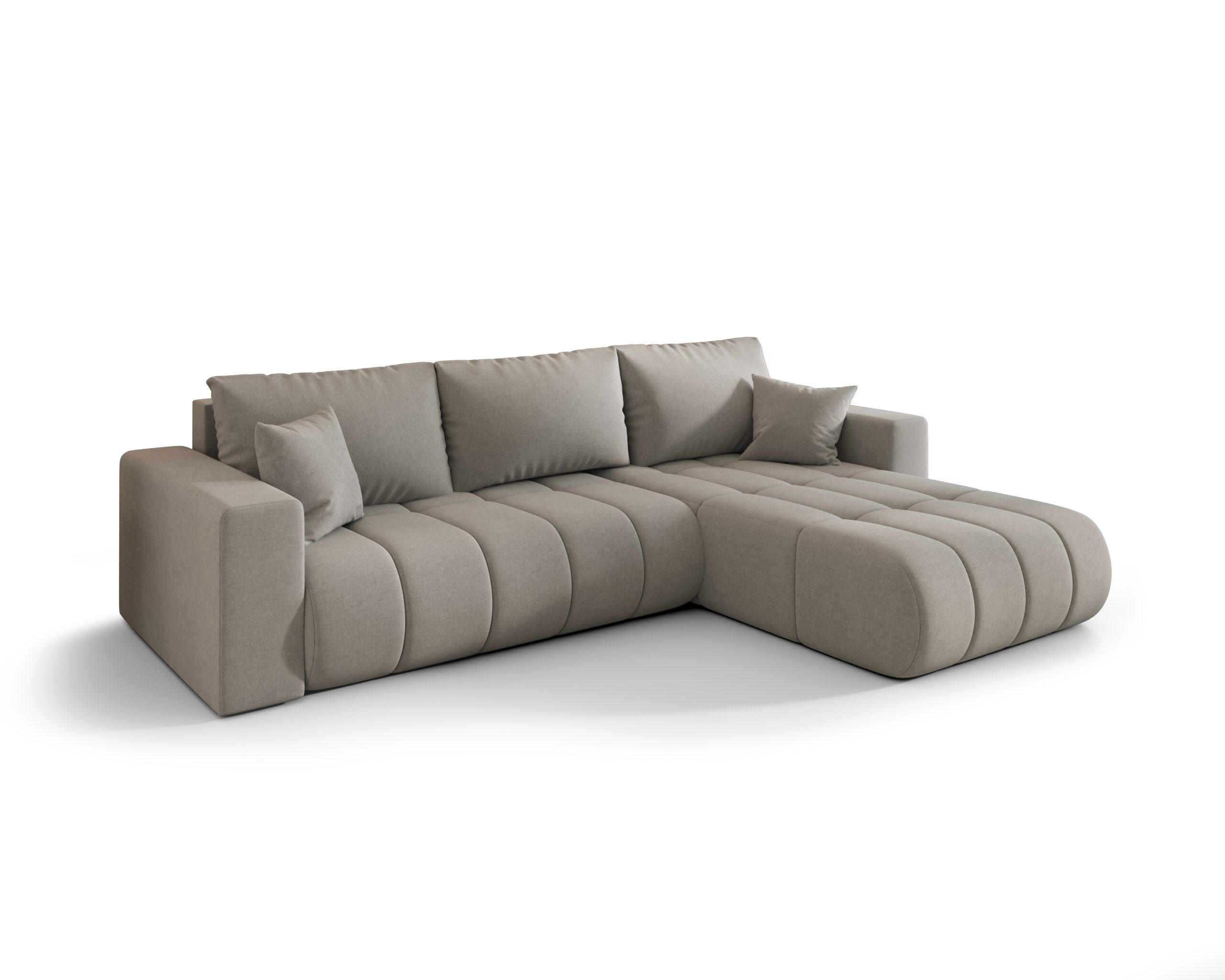ECKSOFA mit schlaffunktion und bettkasten MILO PREMIUM, stoff WIND, Grau, Rechts - Hellgrau, Holz (280/190cm) - Kaiser Möbel