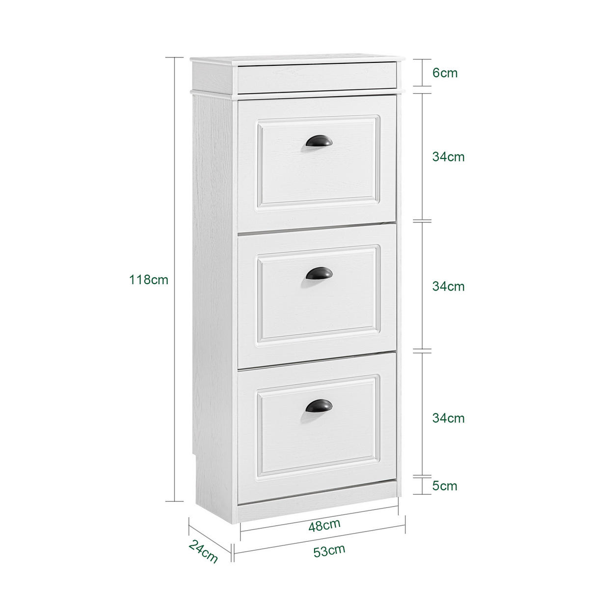 SCHUHSCHRANK Weiß - Weiß, Holzwerkstoff (53/118/24cm) - SoBuy