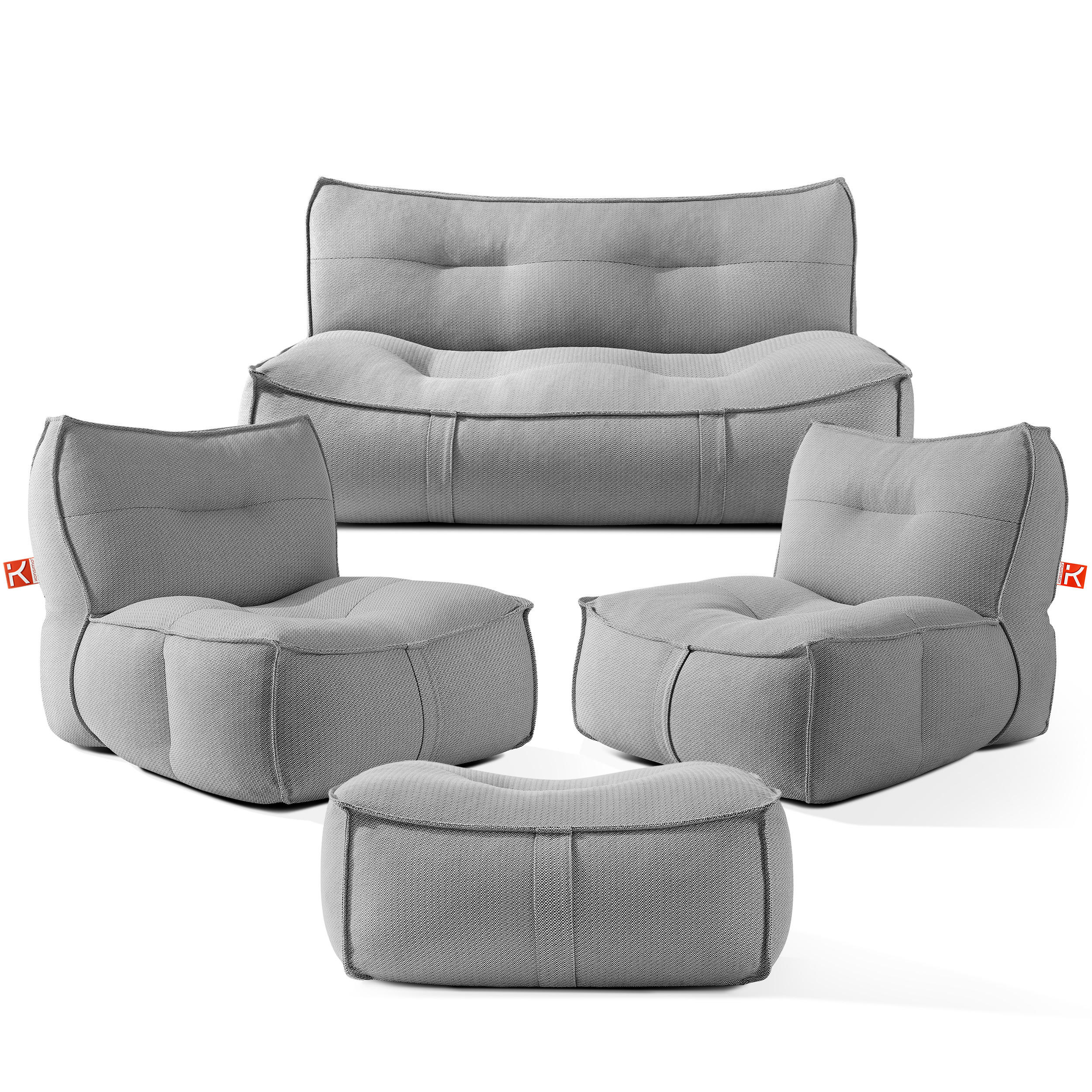 GARTENLOUNGE-SET LOVIA, Möbel-Set, Dunkelgrau/Weiß - Dunkelgrau, Textil - KONSIMO®