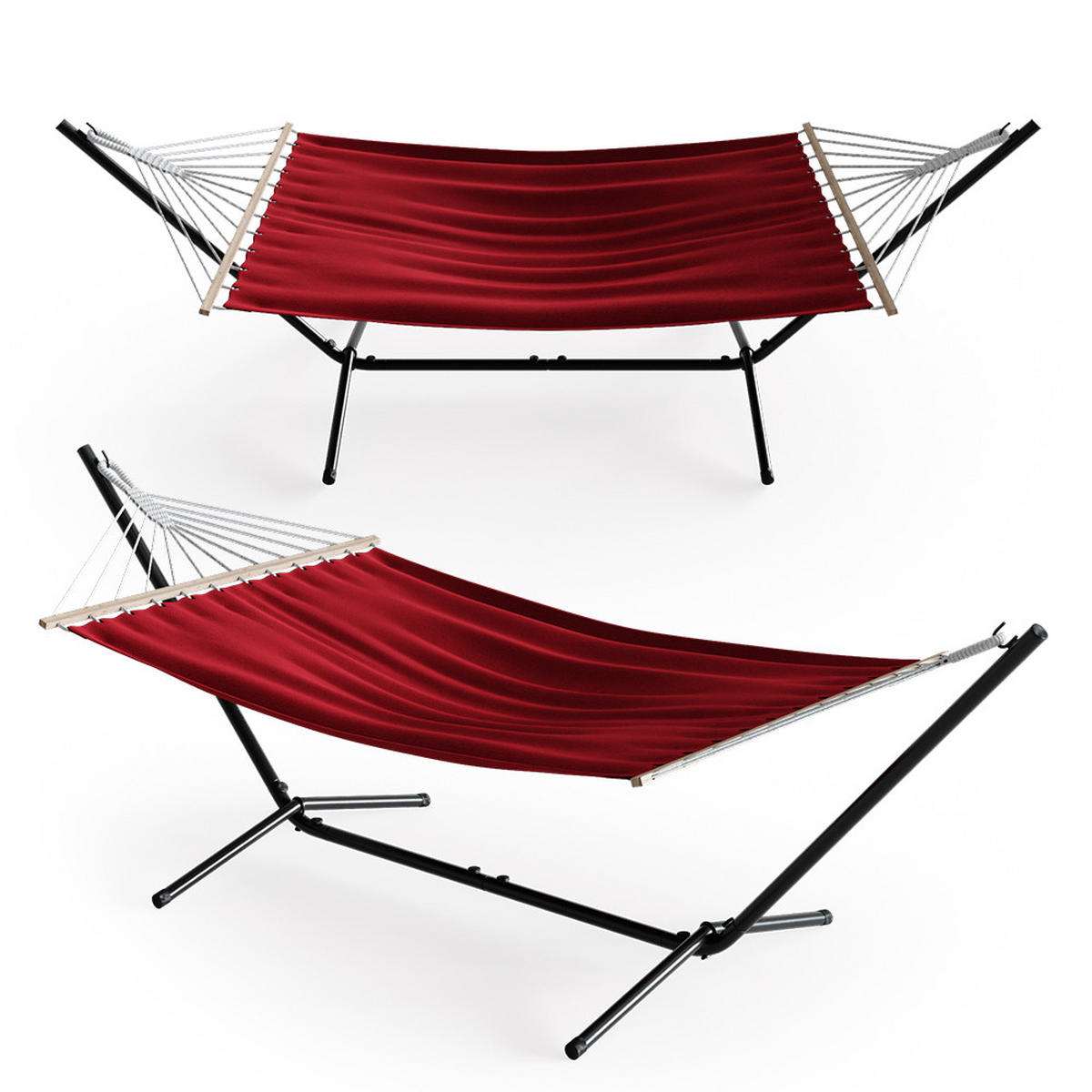 HÄNGEMATTE Rot 190 x 120 cm Metallgestell - Rot, Metall (190/100/120cm) - OK-Living