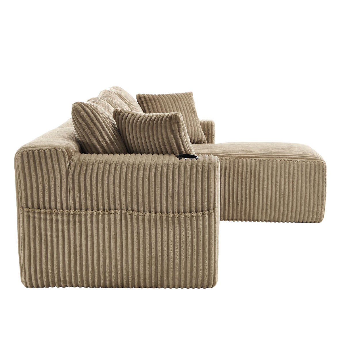 ECKSOFA DE-33671 modular mit Chaiselongue Khaki - Sandfarben, Metall (257/160cm) - ComfortXL