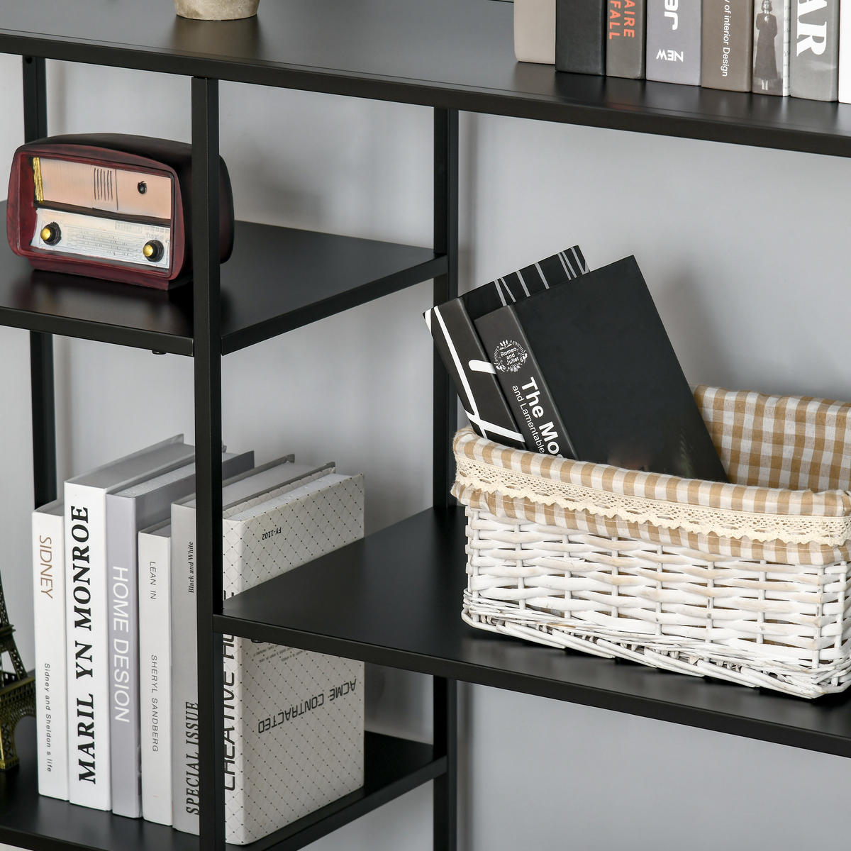 STANDREGAL, Bücherregal, Schwarz - Schwarz, Metall (35/87.5/120cm) - HOMCOM