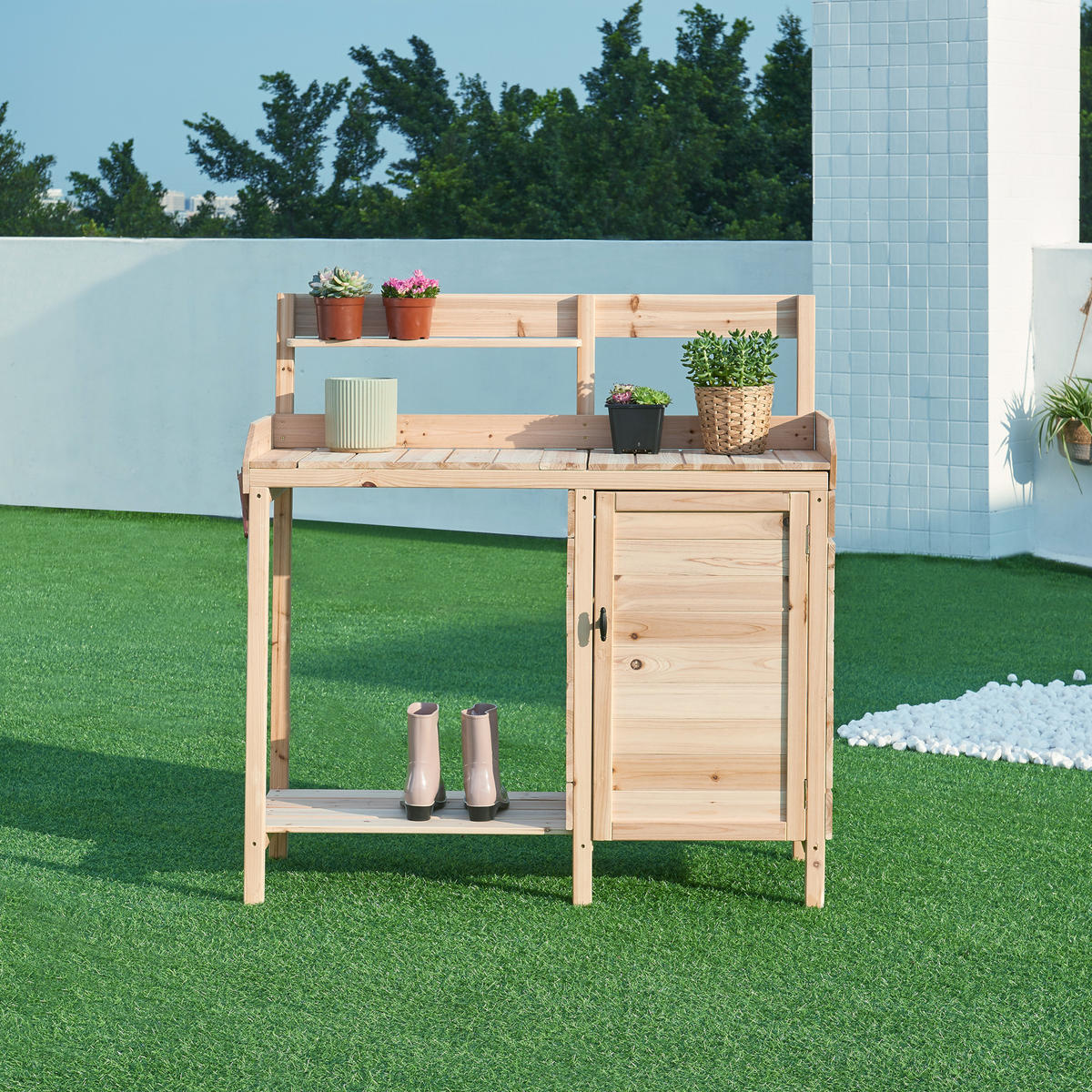 PFLANZTISCH Alessano - Naturfarben, Holz (46/107/110cm) - casa.pro