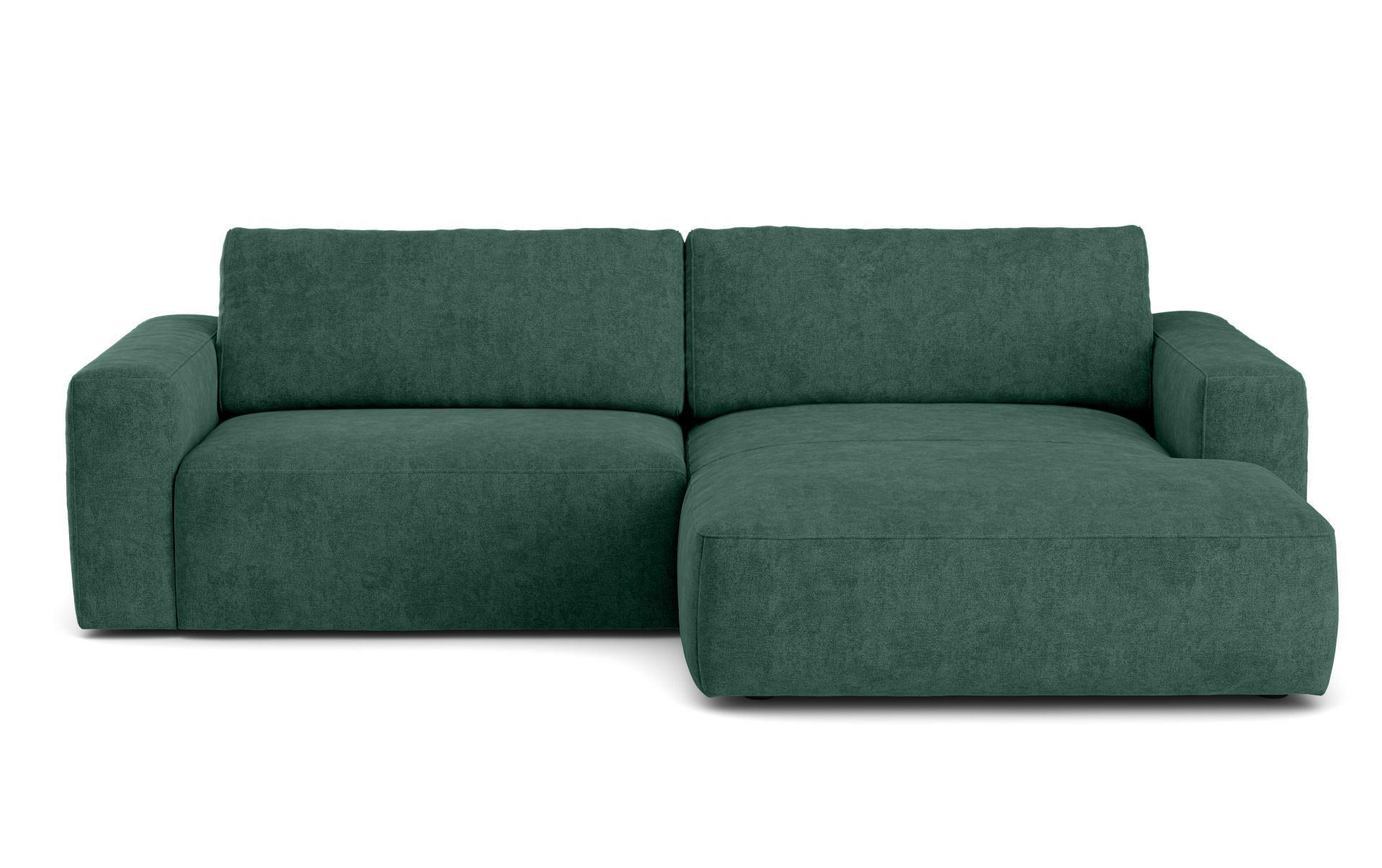 ECKSOFA mit losen Rückenkissen, wasserabweisender All Senses Stoff - Schwarz/Grün, Holz/Kunststoff (175/288cm) - Cotta