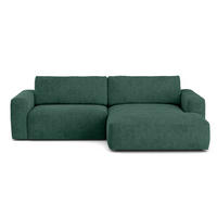 ECKSOFA mit losen Rückenkissen, wasserabweisender All Senses Stoff - Schwarz/Grün, Holz/Kunststoff (175/288cm) - Cotta