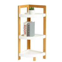 ECKREGAL Natur Weiß Bambus 3 Ablagen 77x23x23 cm - Naturfarben/Weiß, Holz/Holzwerkstoff (23/77/23cm) - Relaxdays