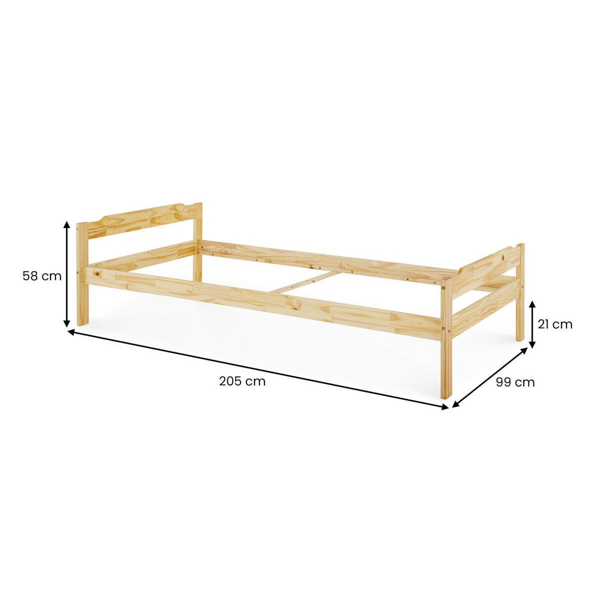 EINZELBETT MORITZ 90x200 cm natur - Naturfarben, Holz (90/200cm) - IDIMEX