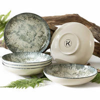 TELLER-SET FINGO 6-tlg Suppenteller Hartporzellan - Creme, Keramik (22/4/22cm) - KONSIMO®