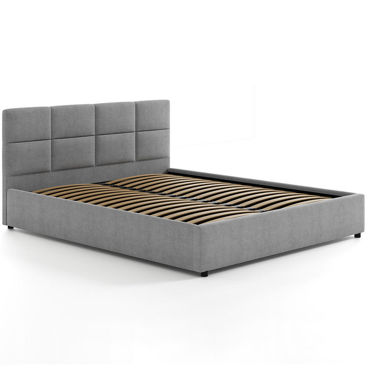 POLSTERBETT 140×200 mit Bettkasten und Lattenrost Mika 028-28 Grau Geflochten - Grau, Holz/Textil (140/200cm) - Jana