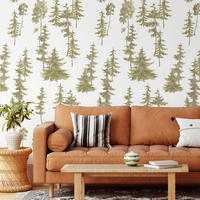 TAPETE Kiefern aus echtem Papier, 200x280cm, 8 Bögen - Grün, Papier (200/280cm) - WALLPAPERS4BEGINNERS