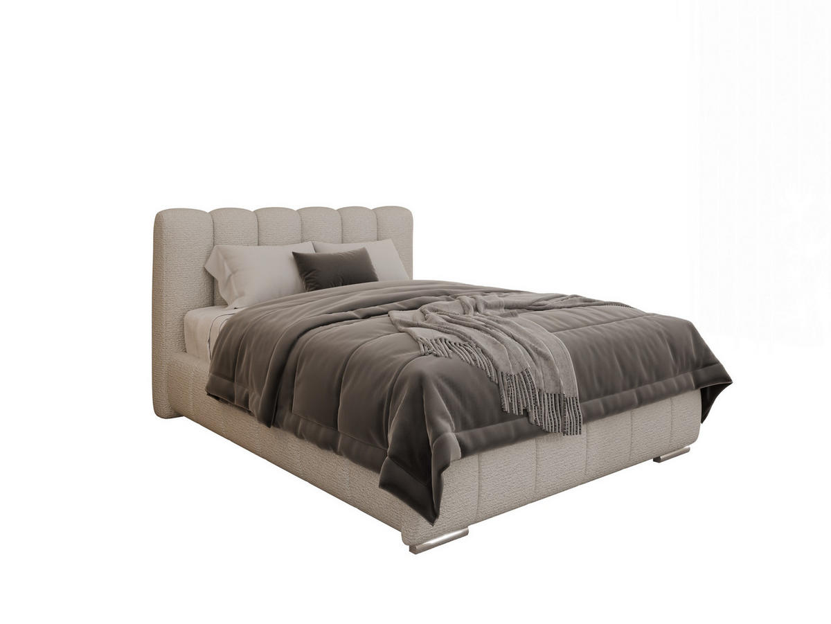 POLSTERBETT Zaira 140x200cm – Elegantes Polsterbett für modernen Wohnstil , Federkernmatratze Bonnel (18cm), cappuccino - Cappuccino, Holz - Panda Möbel