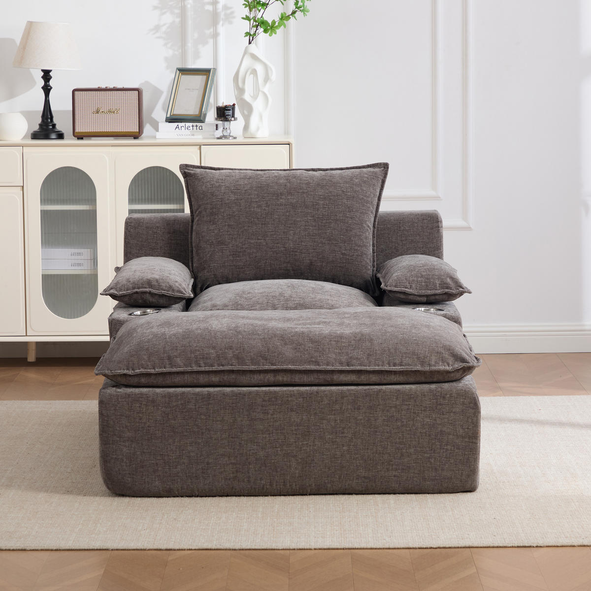SESSEL DE-35157 mit 4 Kissen Grau - Grau, Textil (93/81/113cm) - ComfortXL