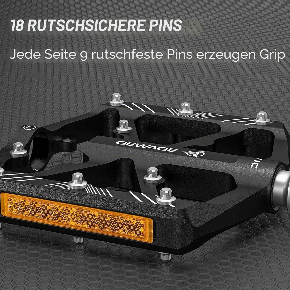 FAHRRADPEDALE Aluminium mit Reflektoren Schwarz - Schwarz, Metall (10.1/1.5/11.8cm)