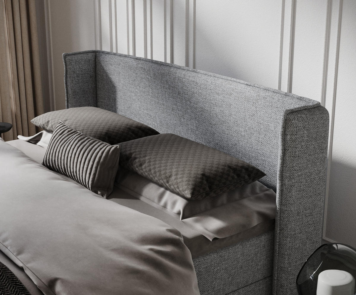 BOXBETT Passion Grau 140/200 cm mit Matratze und Topper - Schwarz/Grau, Holz/Holzwerkstoff (140/200cm) - Maison de Reve