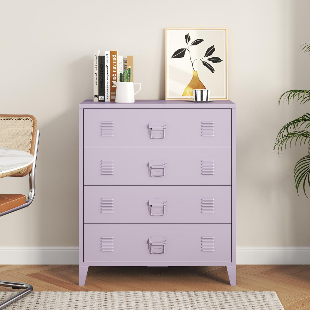 METALLSCHRANK Hämeenlinna - Lila, Metall (80/92/40cm) - [en.casa]