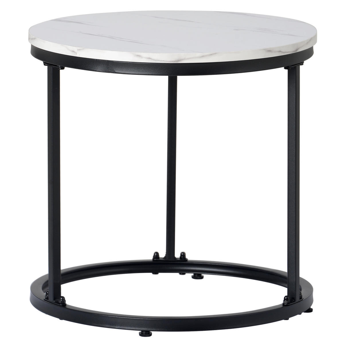 COUCHTISCH 50/70.5 cm in Weiß Marmoroptik aus MDF mit Metallgestell - Weiß, Holzwerkstoff (70.5/70.5/50cm) - OKMYHOME