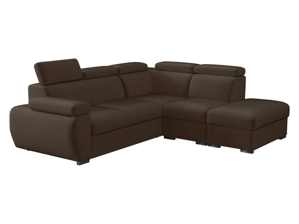 ECKSOFA Boston 2RR1P, Seite: Rechts 2R+R+1P(65)+PUFAP - Silberfarben/Braun, Holz/Textil (260/230cm) - MIRJAN24