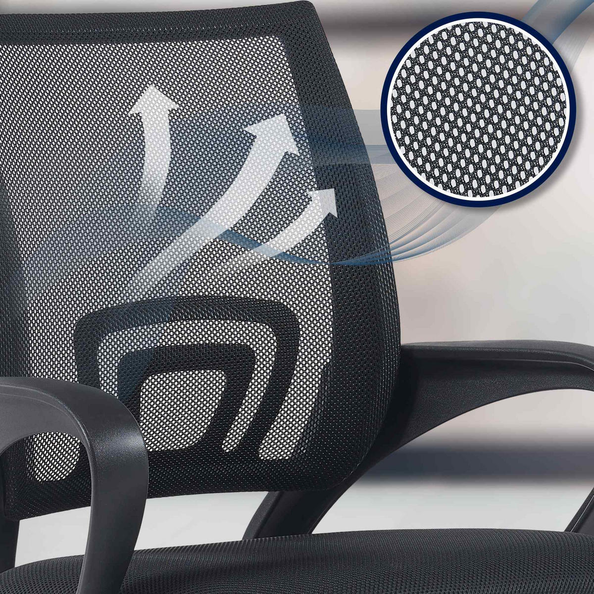 DREHSTUHL Lederlook Schwarz - Schwarz, Kunststoff/Textil (59/88/52cm) - CLP