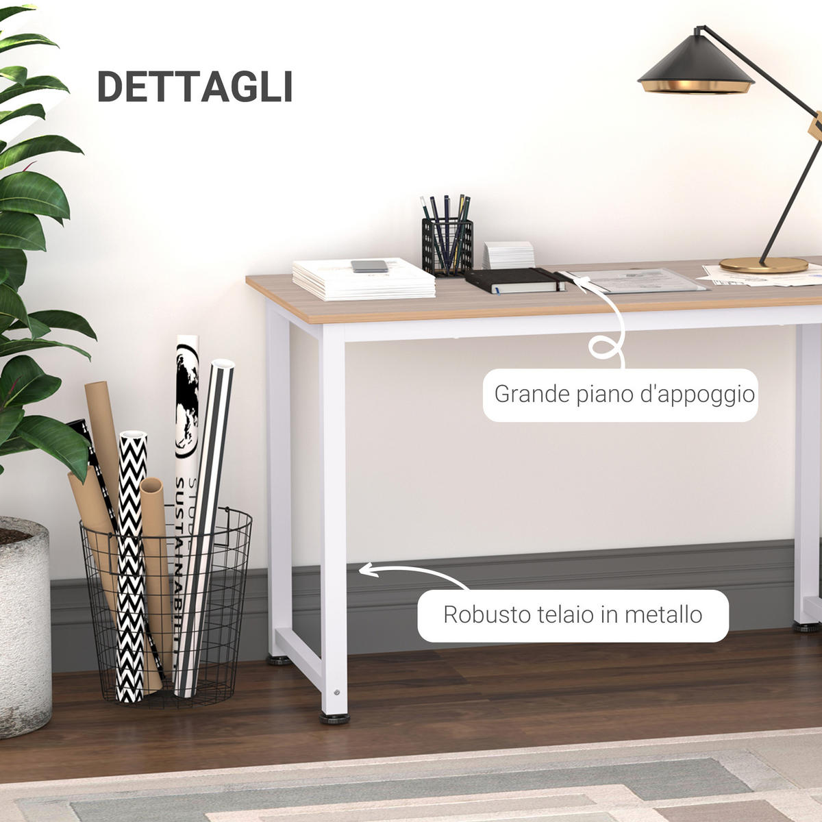 BÜROTISCH Eiche, Weiß 1 Stück - Multicolor, Holzwerkstoff (80/45/76cm) - GiPP