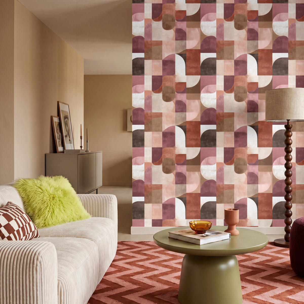 TAPETE - Geometrie - Modern - Retro - 200x260 cm - Multicolor, Papier (200/260cm) - OnlyWow