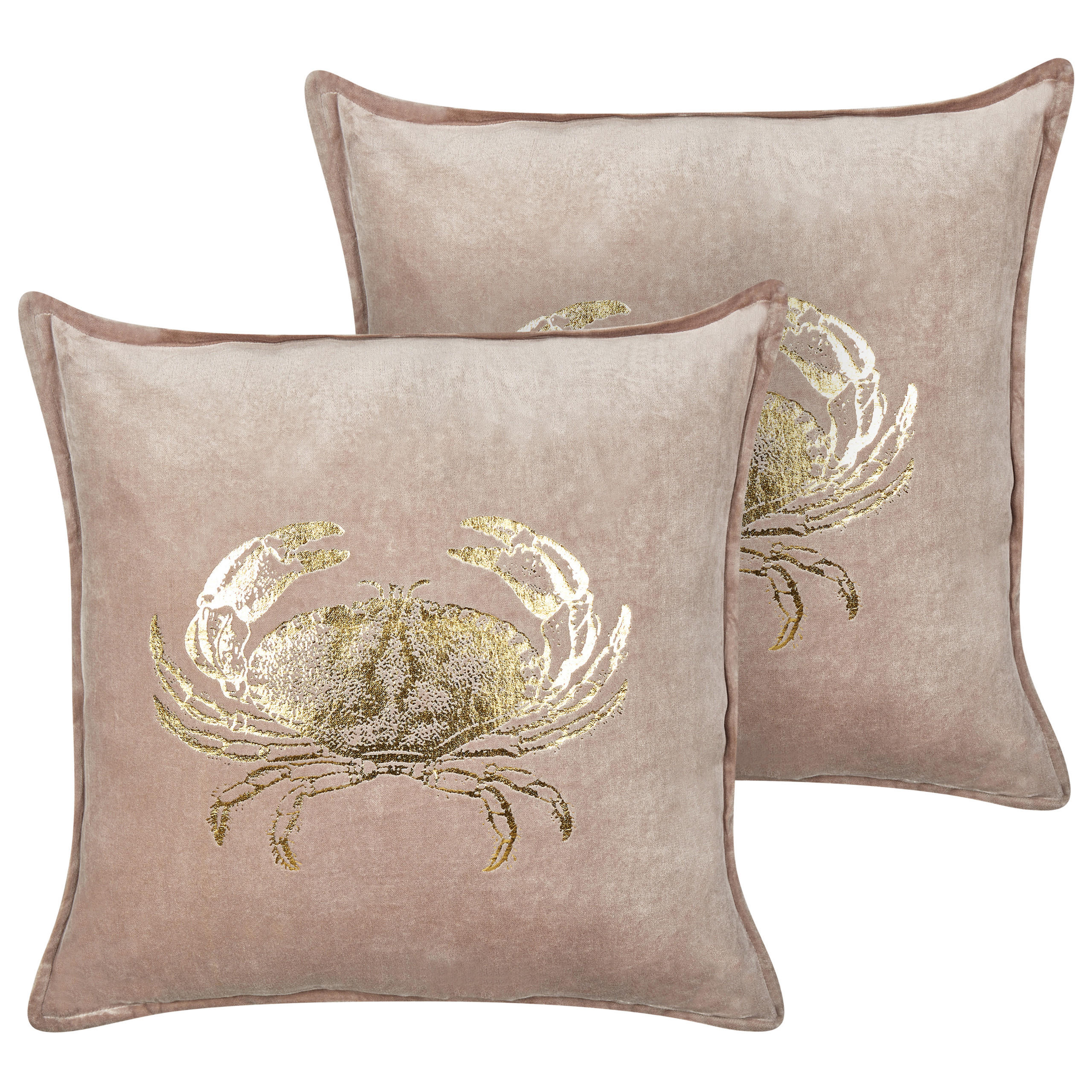 DEKOKISSEN 2er-Set Beige 45/45 cm Bossiella - Beige/Goldfarben, Textil (45/45cm) - Beliani