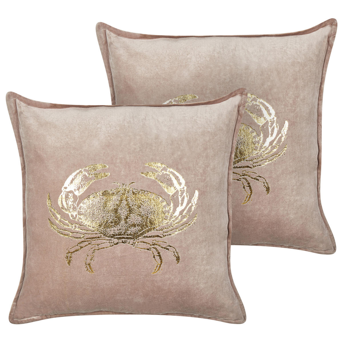 DEKOKISSEN 2er-Set Beige 45/45 cm Bossiella - Beige/Goldfarben, Textil (45/45cm) - Beliani