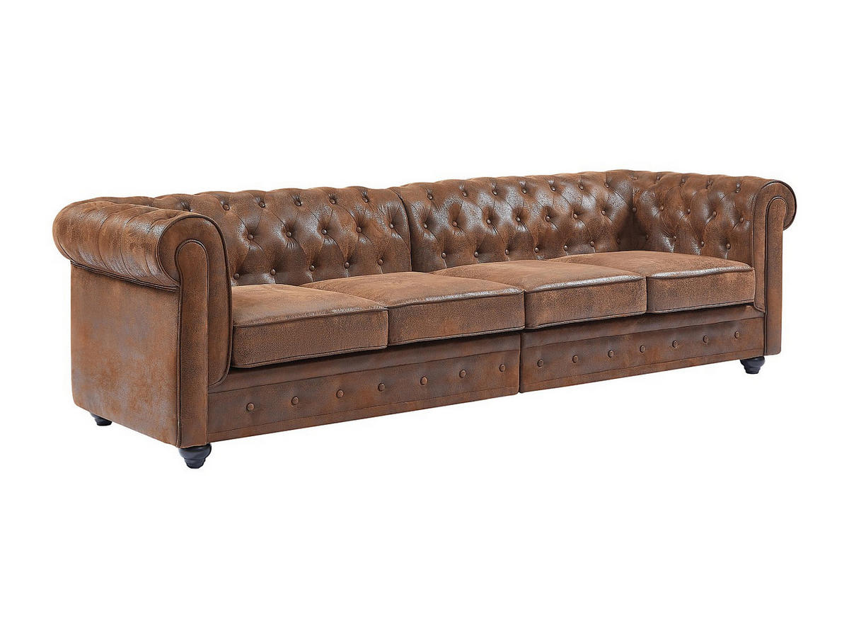 SOFA ohne Schlafmöglichkeit - 4 Personen - Stoff, Stoff - Braun - - Braun, Textil (256/72/87cm) - Vente-Unique