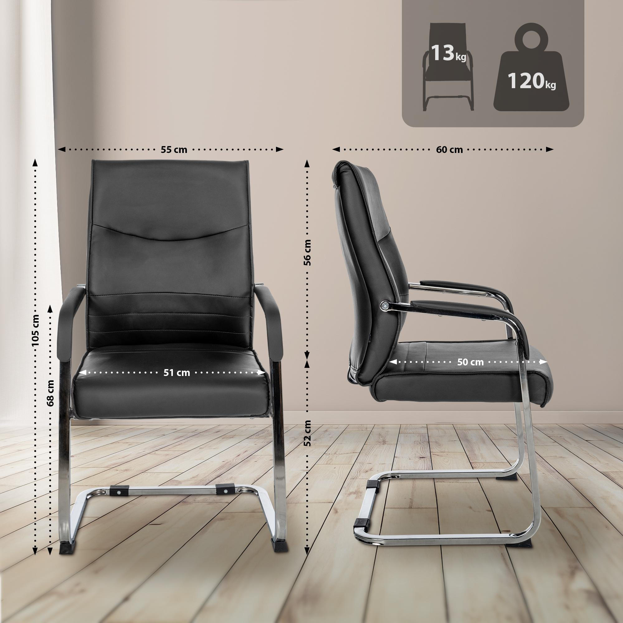 SCHWINGSTUHL 2er Set Lederlook Schwarz - Schwarz, Textil/Metall (55/88/60cm) - CLP