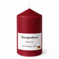 STUMPENKERZE Ø8xH15 cm Rubinrot - Rot, Naturmaterialien (15cm) - HS Candle
