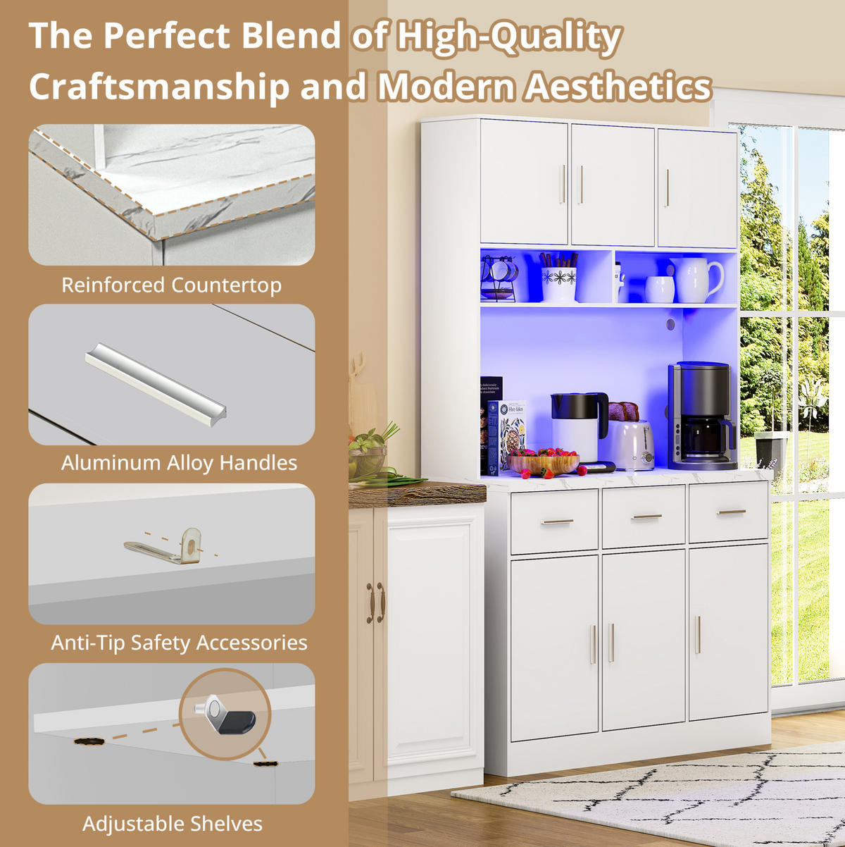 BUFFET 100/180/40 cm Weiß aus MDF mit LED-Beleuchtung - Weiß, Holzwerkstoff (40/180/100cm) - OKMYHOME