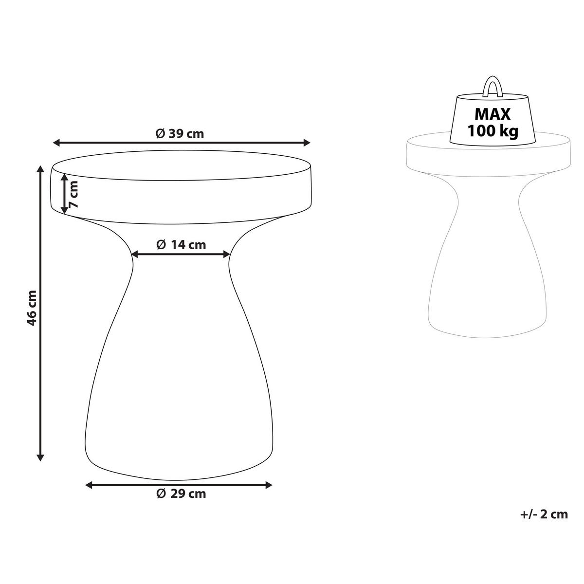 GARTEN BEISTELLTISCH Beton Terrazzo Optik cremeweiß 39 cm Biviere - Weiß, Stein (39/39/46cm) - Beliani