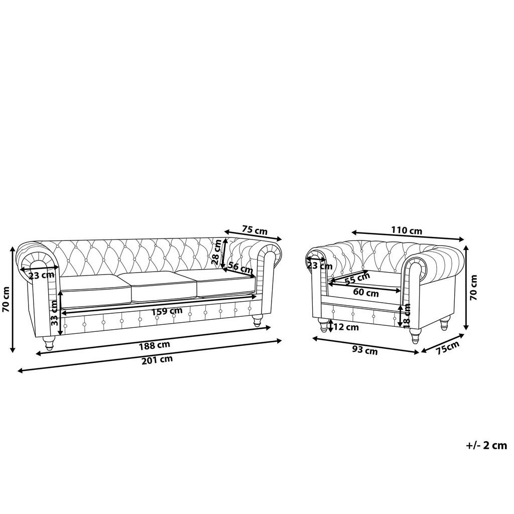 Thumbnail - Beliani 4-Sitzer, Schwarz, Textil, 201x70x75 cm, Wohnzimmer, Sofas & Couches, Sitzgarnituren