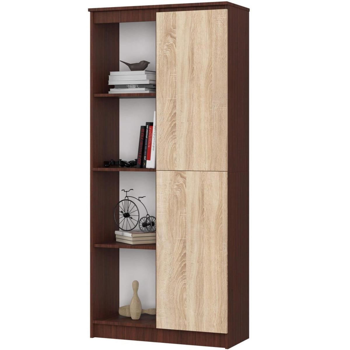 STANDREGAL Dunkelbraun, Eiche Sonoma 180/80/35 - Dunkelbraun, Holzwerkstoff (80/180/35cm) - RAUMHIRSCH FURNITURE