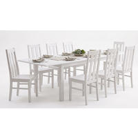 ESSZIMMER-SET Belluno Elegante 9-tlg Kiefer Weiß 150-197 / 93 / 96cm - Weiß, Holz (197/96/93cm) - Feldmann-Wohnen