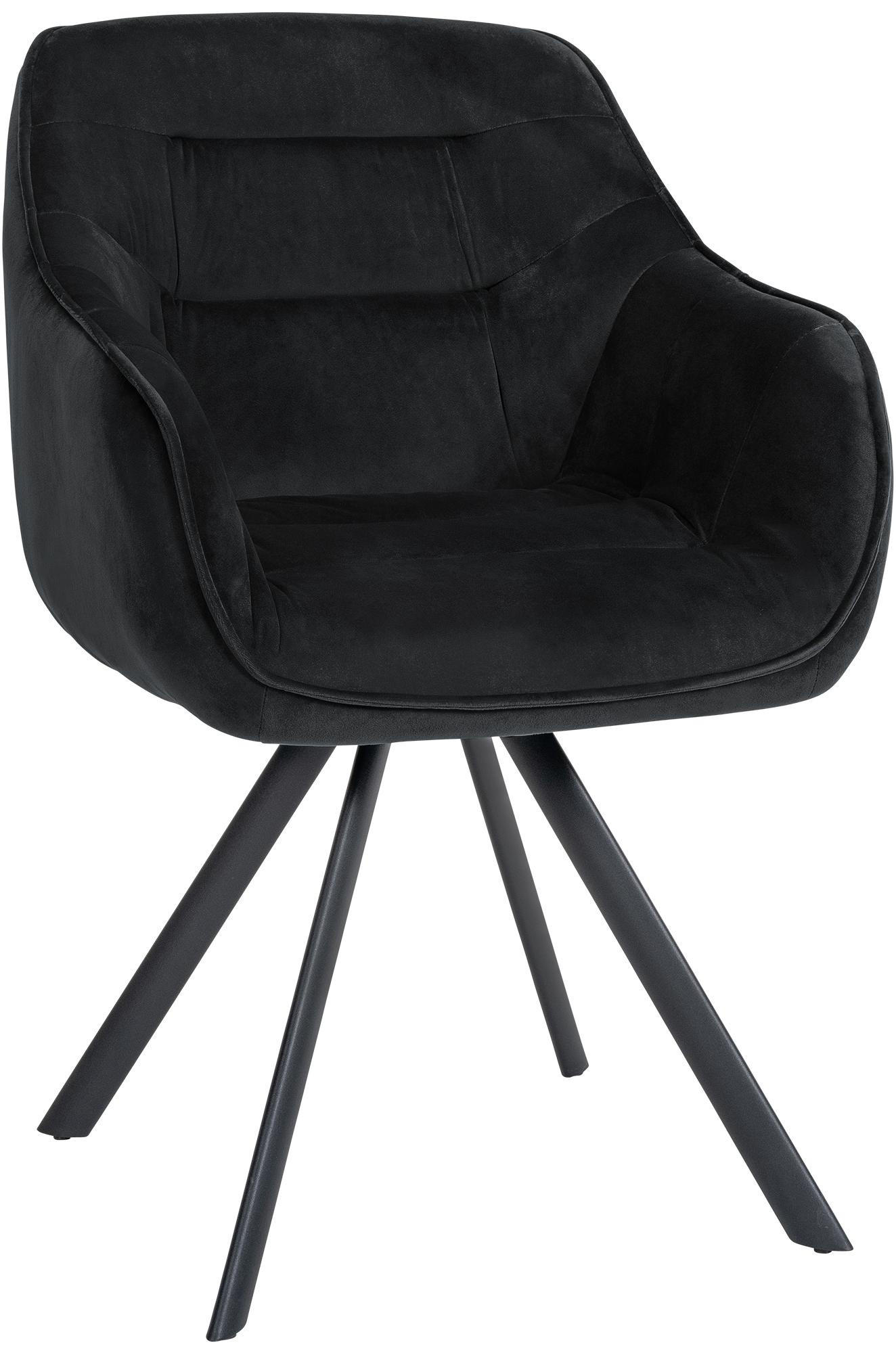 ARMLEHNENSTUHL Samt schwarz - Schwarz, Textil/Metall (57/90/63cm) - CLP