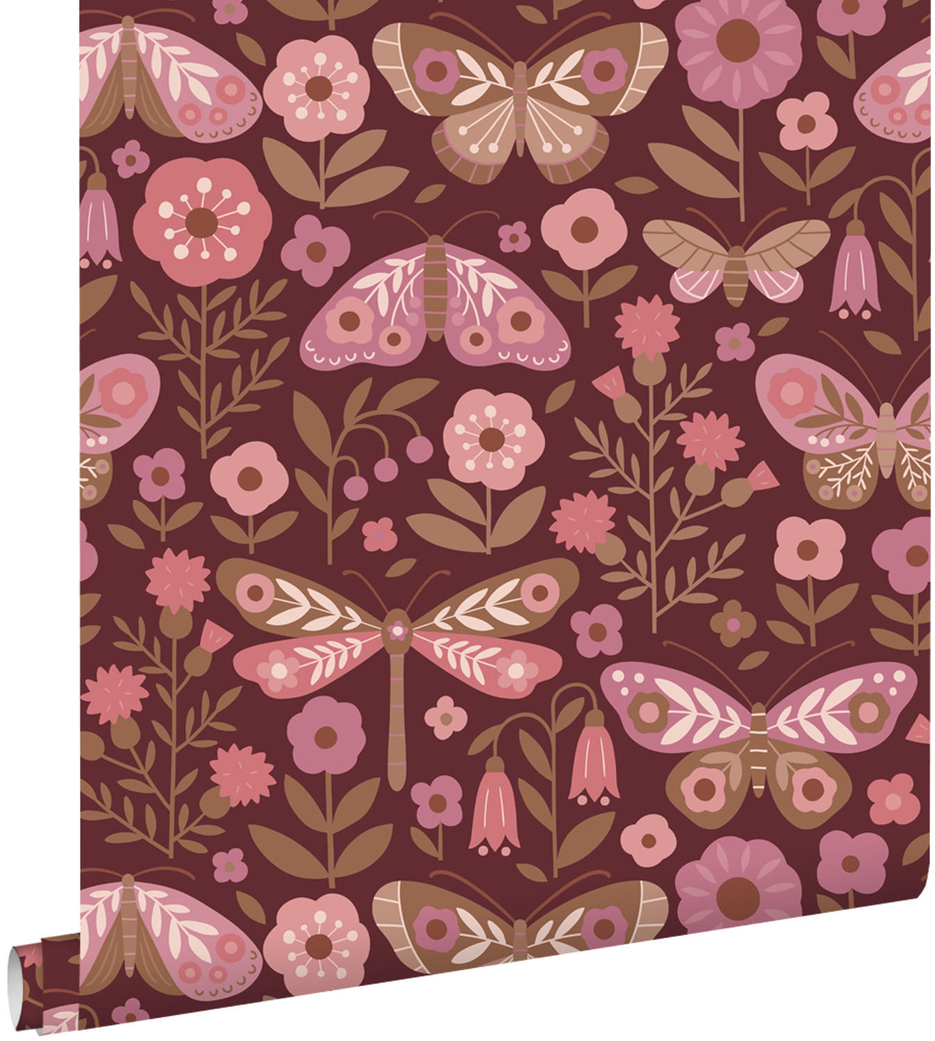 TAPETE Blumen & Schmetterlinge 50 x 900 cm - Pink, Papier (50/0.1cm) - ESTAhome