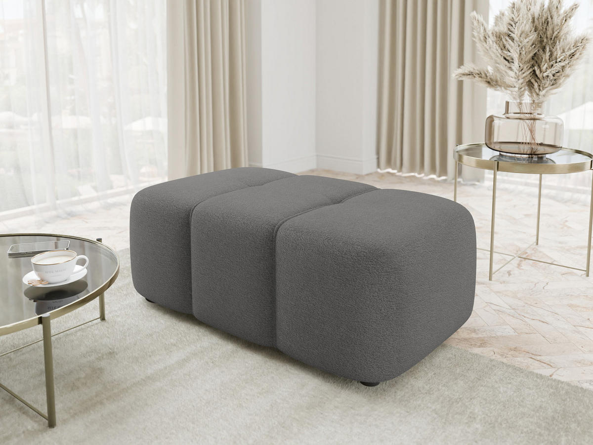 POLSTERHOCKER Furyn - Greige/Schwarz, Holzwerkstoff/Kunststoff (93/38/62cm) - MIRJAN24