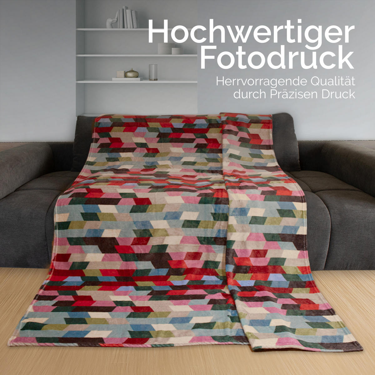 WOHNDECKE 150x200cm Design - Trapez - Türkis/Multicolor, Textil (150/200cm) - Bestlivings