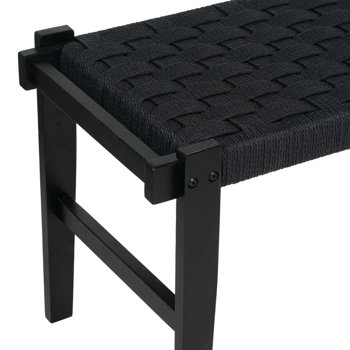 SITZBANK 110/38/47 cm Rattan / Eiche Schwarz - Schwarz, Holz/Papier (110/47/38cm) - Furnhouse