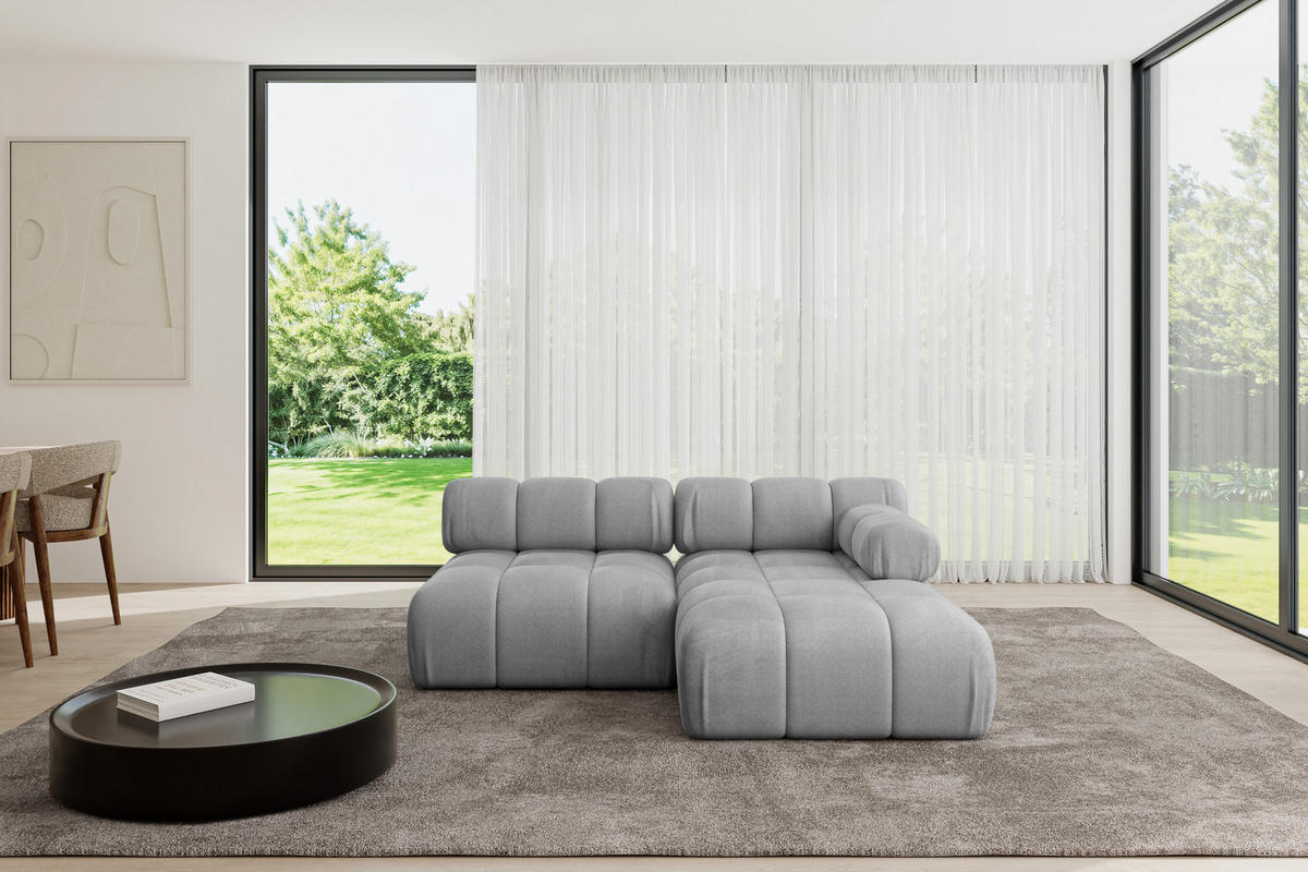 ECKSOFA modulares Sofa Razon-L1 - 190x160x70 cm Hellgrau Velours - Hellgrau, Holzwerkstoff/Textil (190/160cm) - ALTDECOR