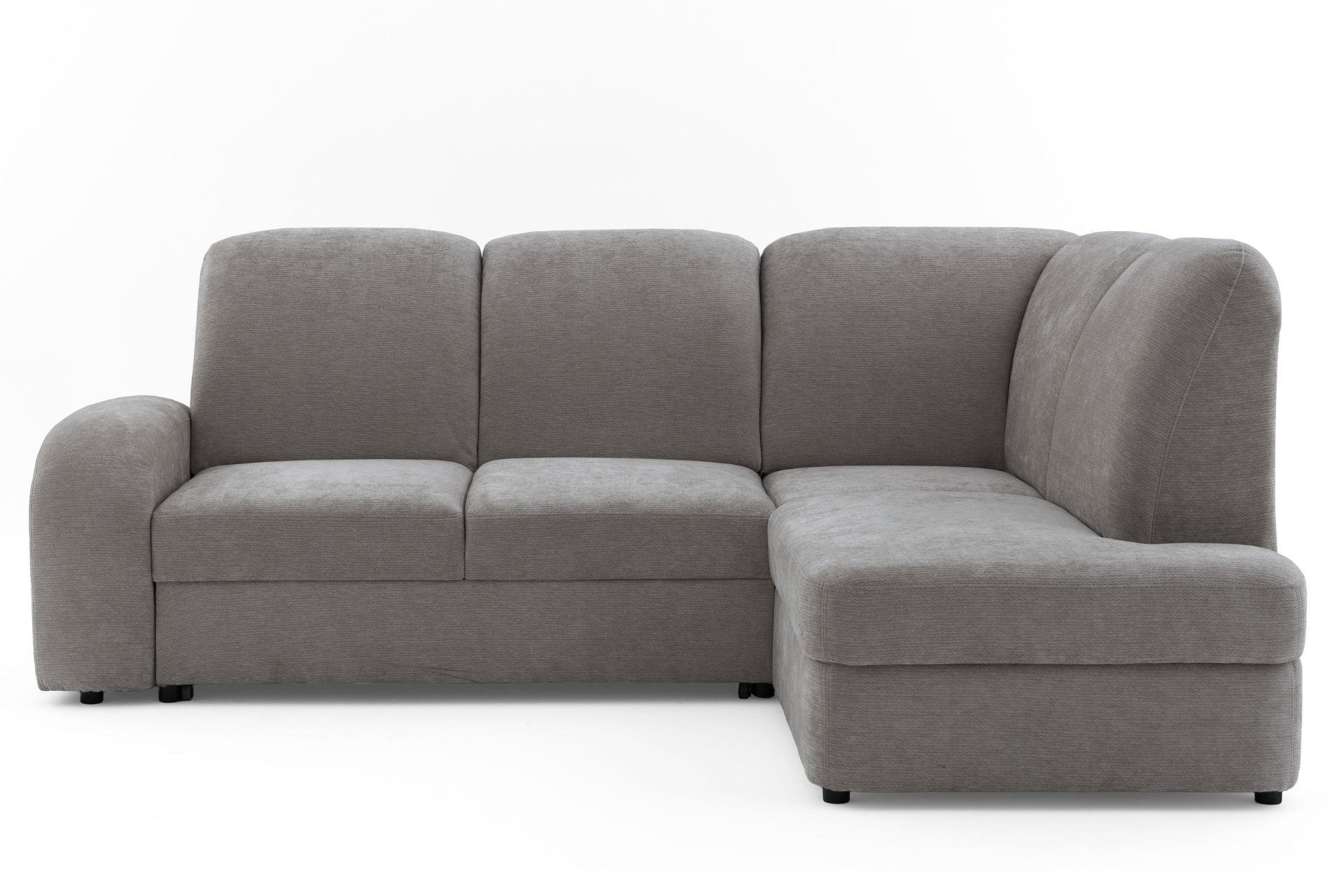 ECKSOFA VIBE L Rechts mit Schlaffunktion 129x205 Chenille Grau - Schwarz/Grau, Holz/Kunststoff (250/186cm) - Muffo